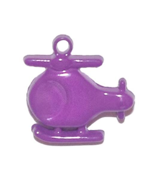 Kids button as a helicopter made of plastic in purple 18 mm 0,71 inch